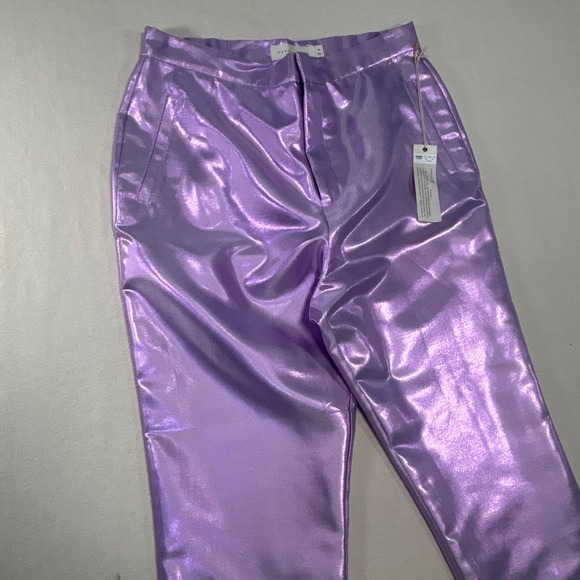 Happy X Nature Kate Hudson Lilac Shiny Metallic High Waisted Pants Size 14 NWT - Picture 14 of 16